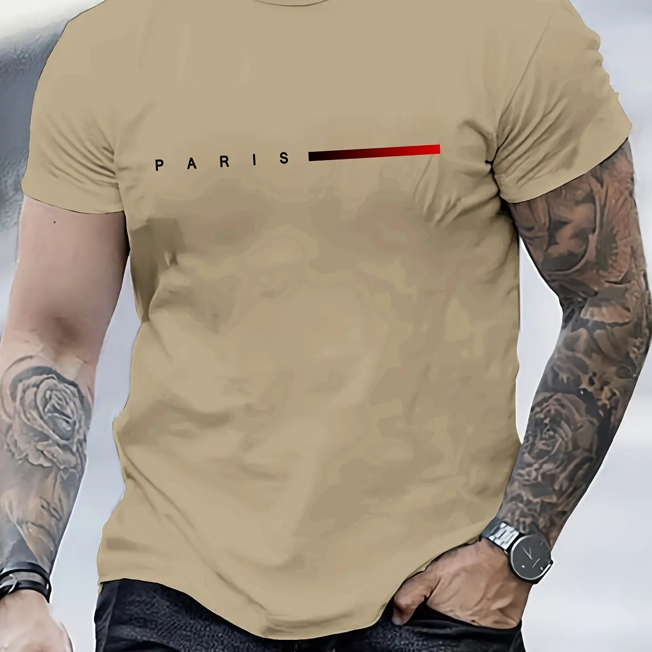 Men’s Cotton Summer T-Shirt – Slim Fit PARIS Print