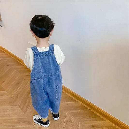 Kids Denim Overalls Boys & Girls Casual Loose Jeans for Spring Fall