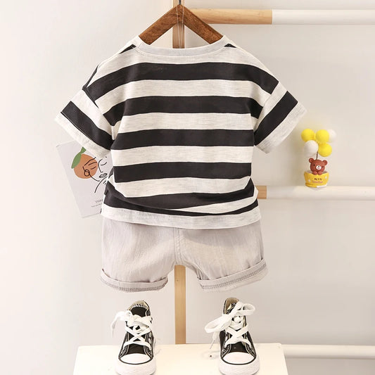 Baby Boys Summer Cotton Set – Stylish T-Shirt & Shorts Outfit - Mishen Aura