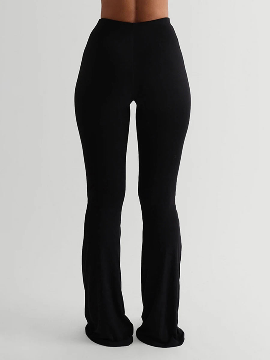 Women’s High Waist Flared Pants Trendy Bootcut Trousers