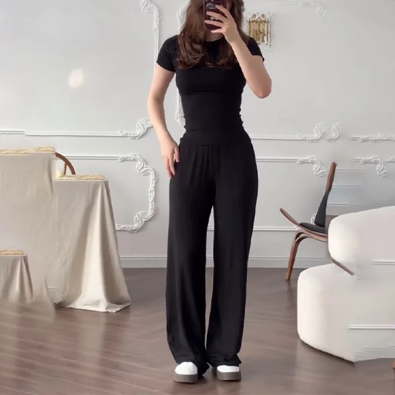 Short Sleeve O-Neck T-Shirt & Elastic Waist Trousers