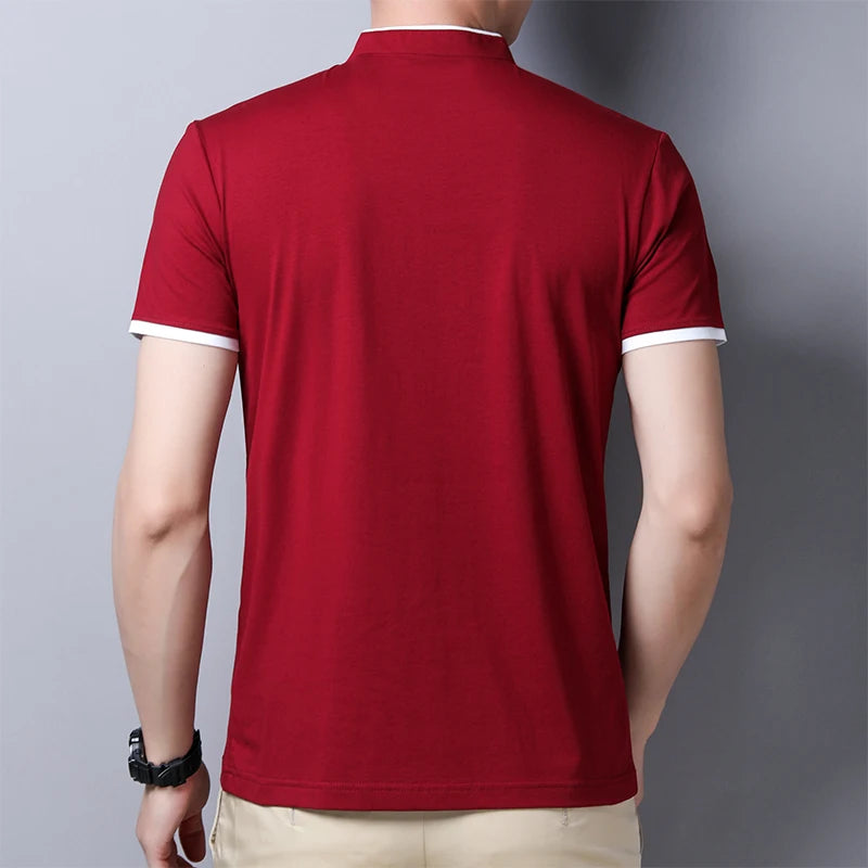 Fashionable Stand Up Collar Short Sleeved T-shirt