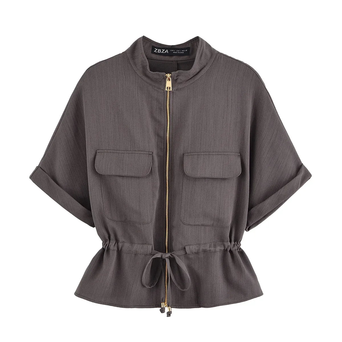 Short Sleeve Coat & High Waist Trousers Casual Outfit