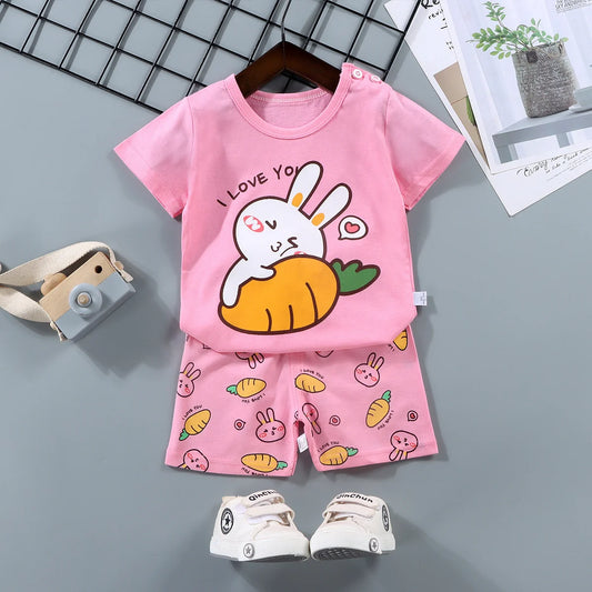 Kids 2PCS Cotton Set – Soft T-Shirt & Shorts Outfit