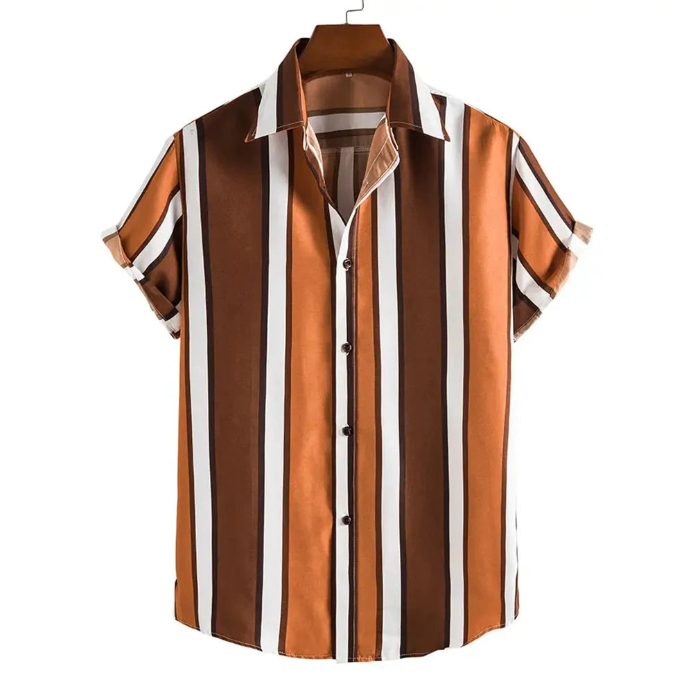 Men’s Summer Striped Short Sleeve Shirt – Casual Fashion
