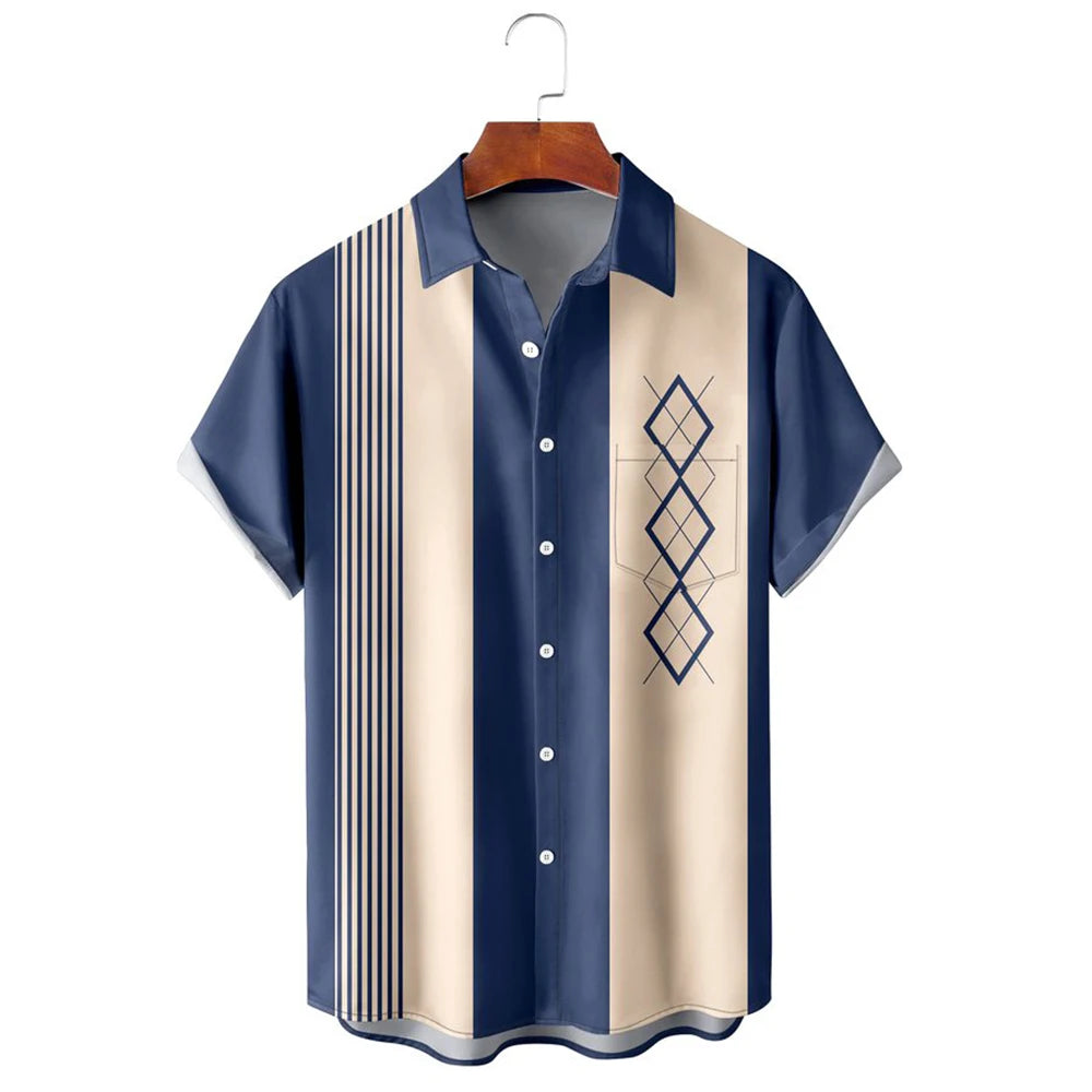 Men’s Summer Striped Short Sleeve Shirt – Casual Fashion