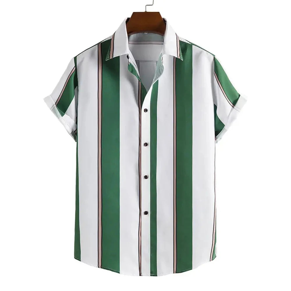 Men’s Summer Striped Short Sleeve Shirt – Casual Fashion