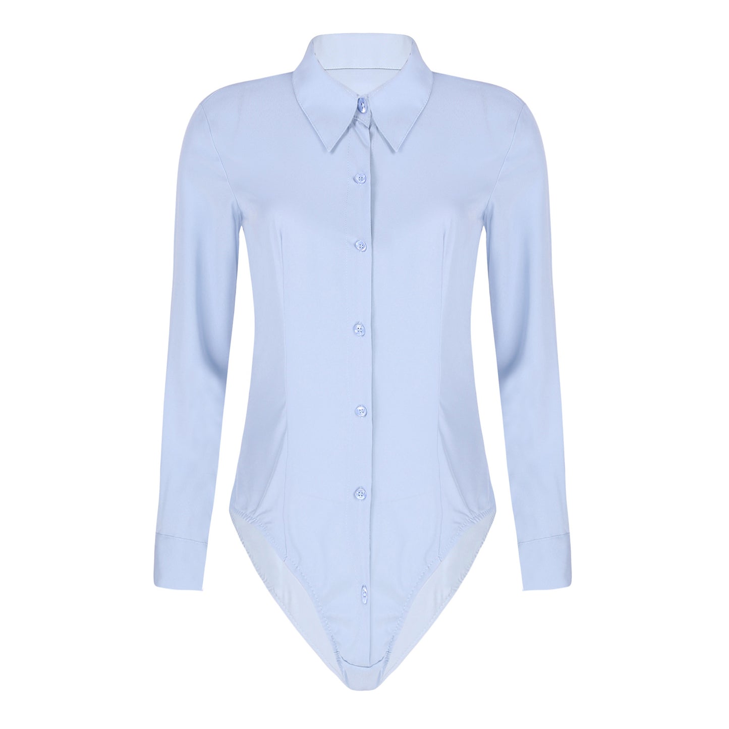Women’s Slim White Long Sleeve Blouse – Office Work Shirt & Leotard Top