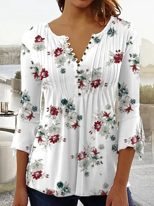 Women’s Casual Loose Long Sleeve Elegant Top - Mishen Aura
