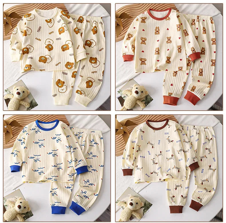 Kids Boys Girls Pure Cotton Warm Pajamas