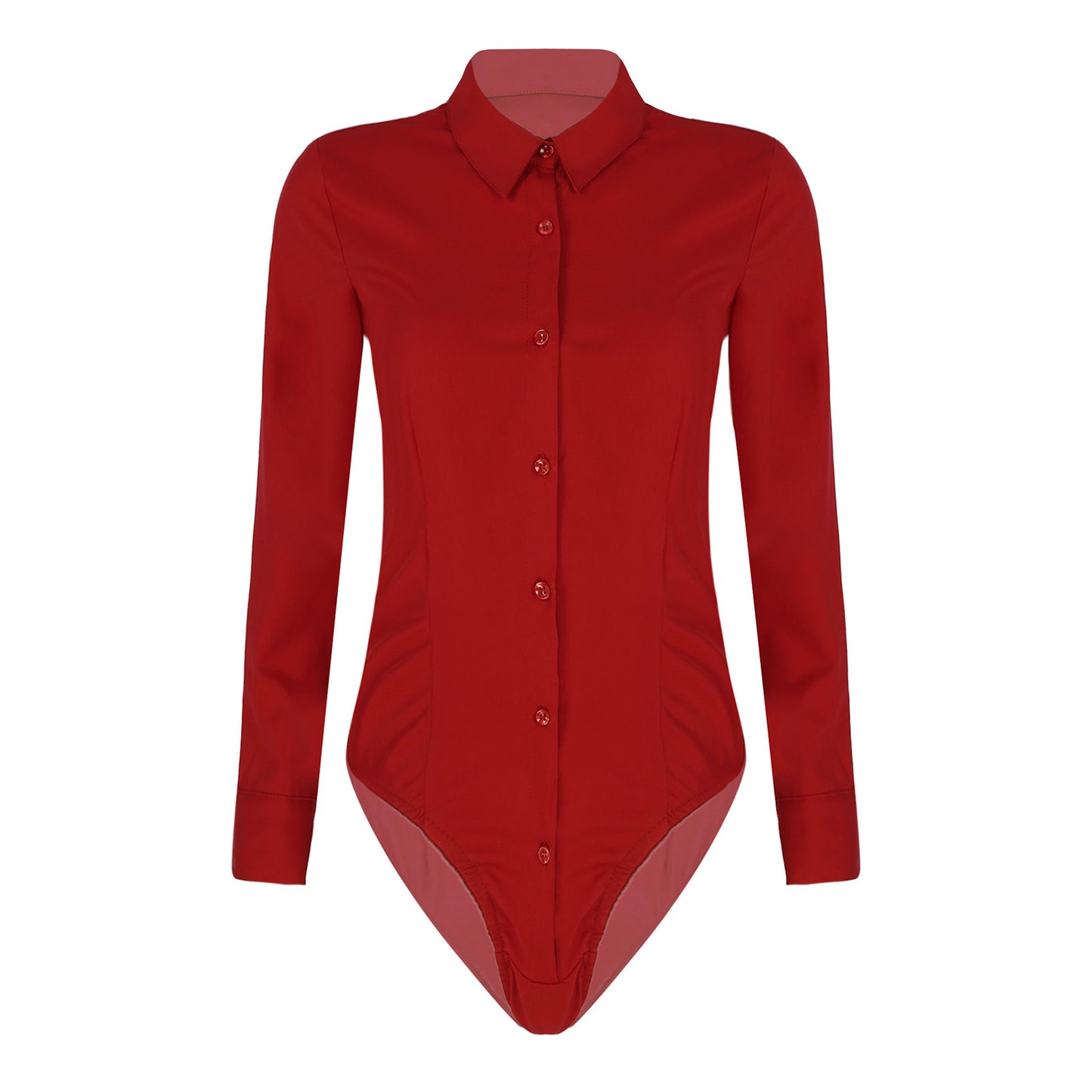 Women’s Slim White Long Sleeve Blouse – Office Work Shirt & Leotard Top