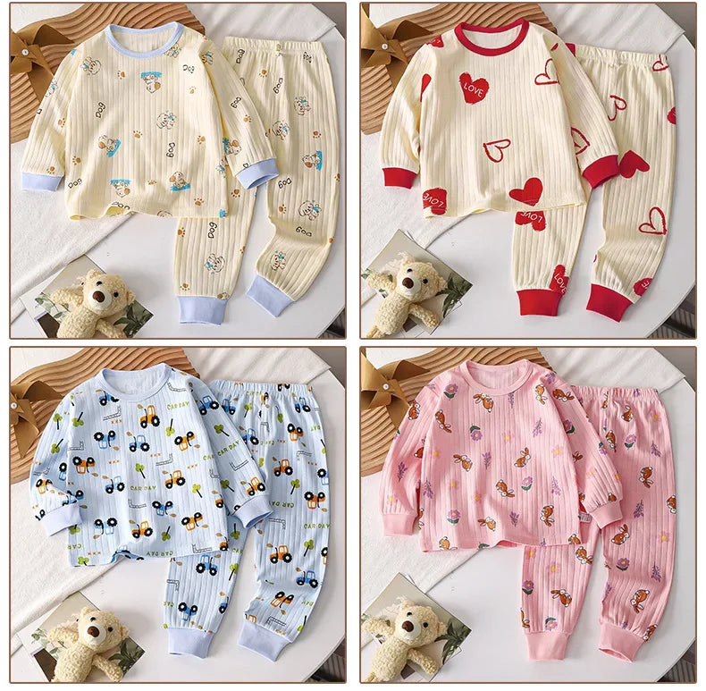 Kids Boys Girls Pure Cotton Warm Pajamas