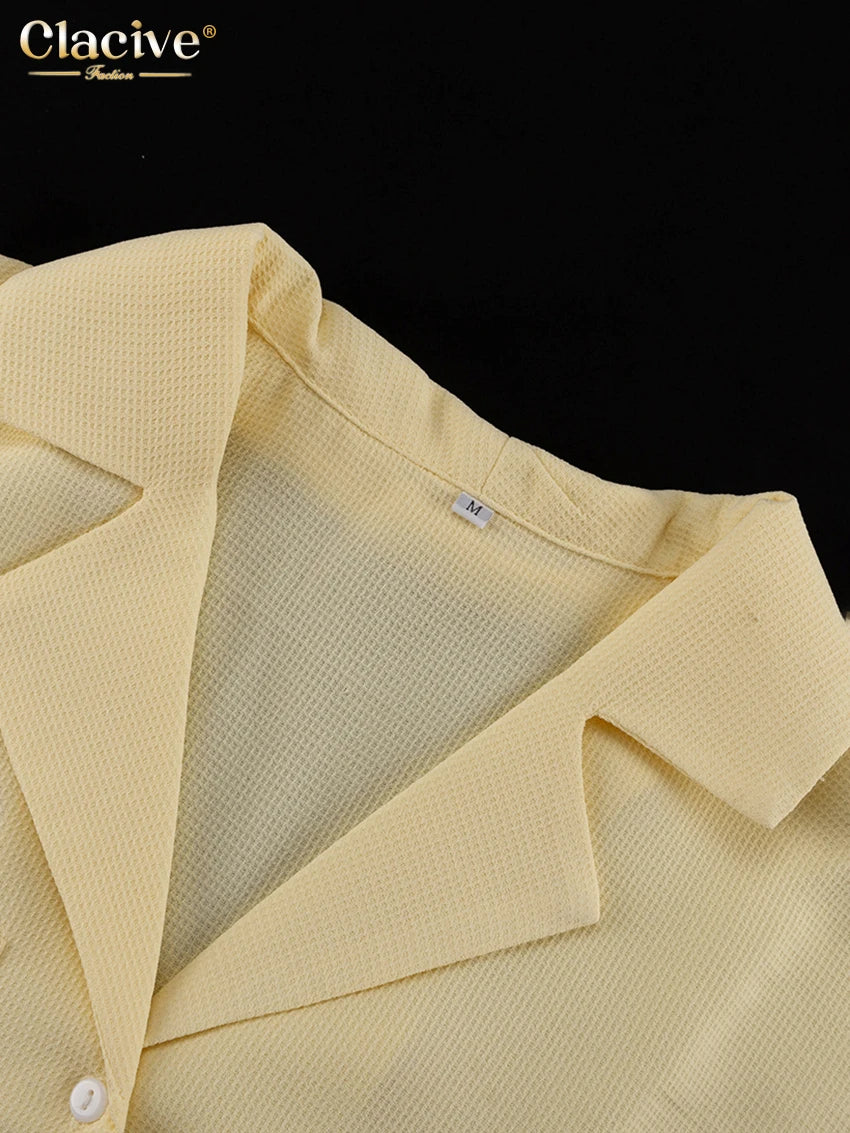 Loose Short Sleeve Shirt & High Waist Wide Leg Pants