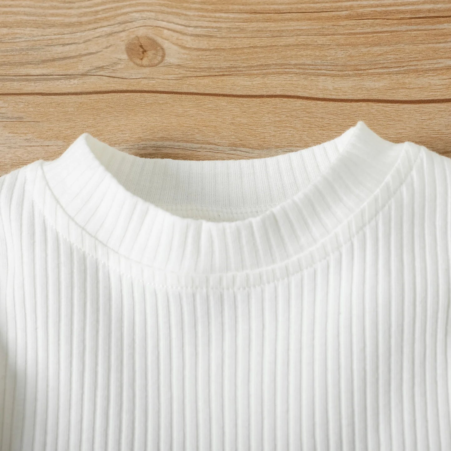 Long Puff Sleeve Ribbed Blouse Tops+PU Leather Pants