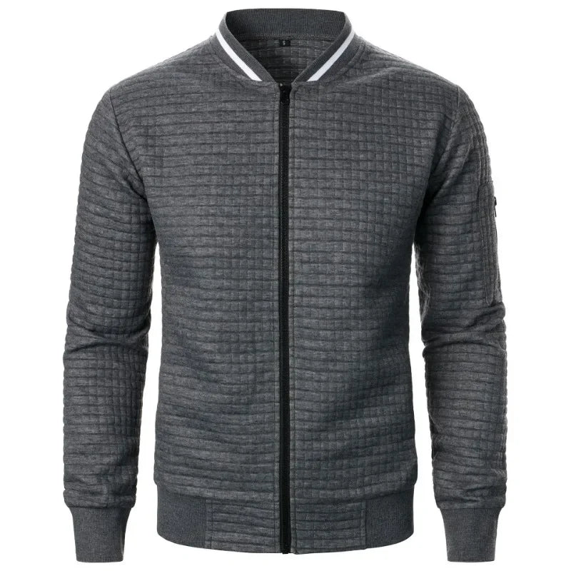 Men’s Zipper Baseball Jacket – Long Sleeve Streetwear Coat