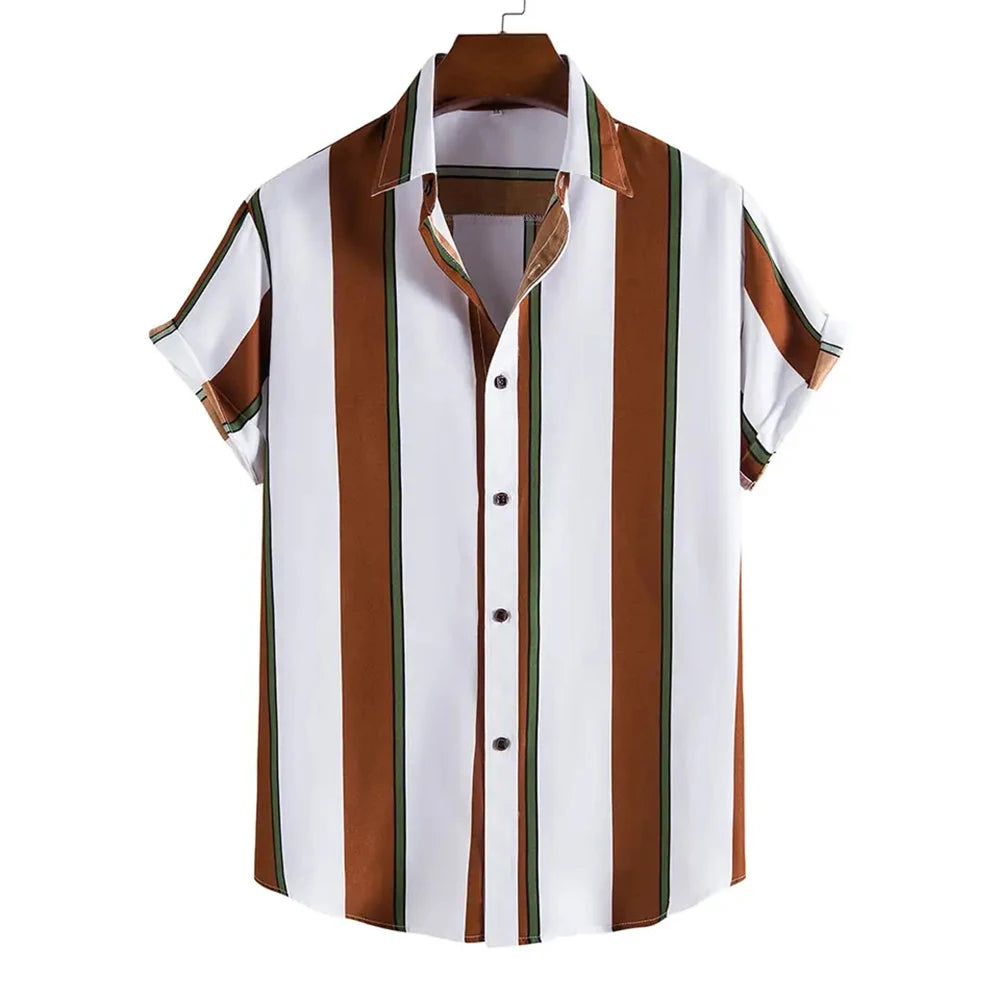 Men’s Summer Striped Short Sleeve Shirt – Casual Fashion