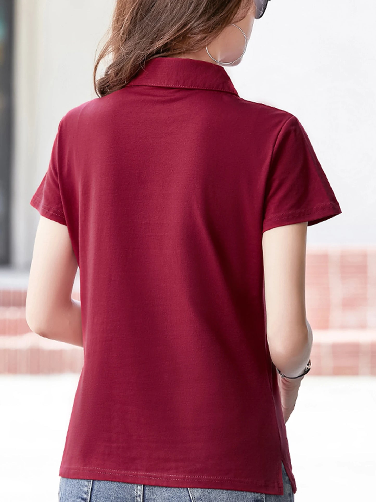 Women’s Chic Cotton Blend Shirt – Long Sleeve, Semi-Sheer