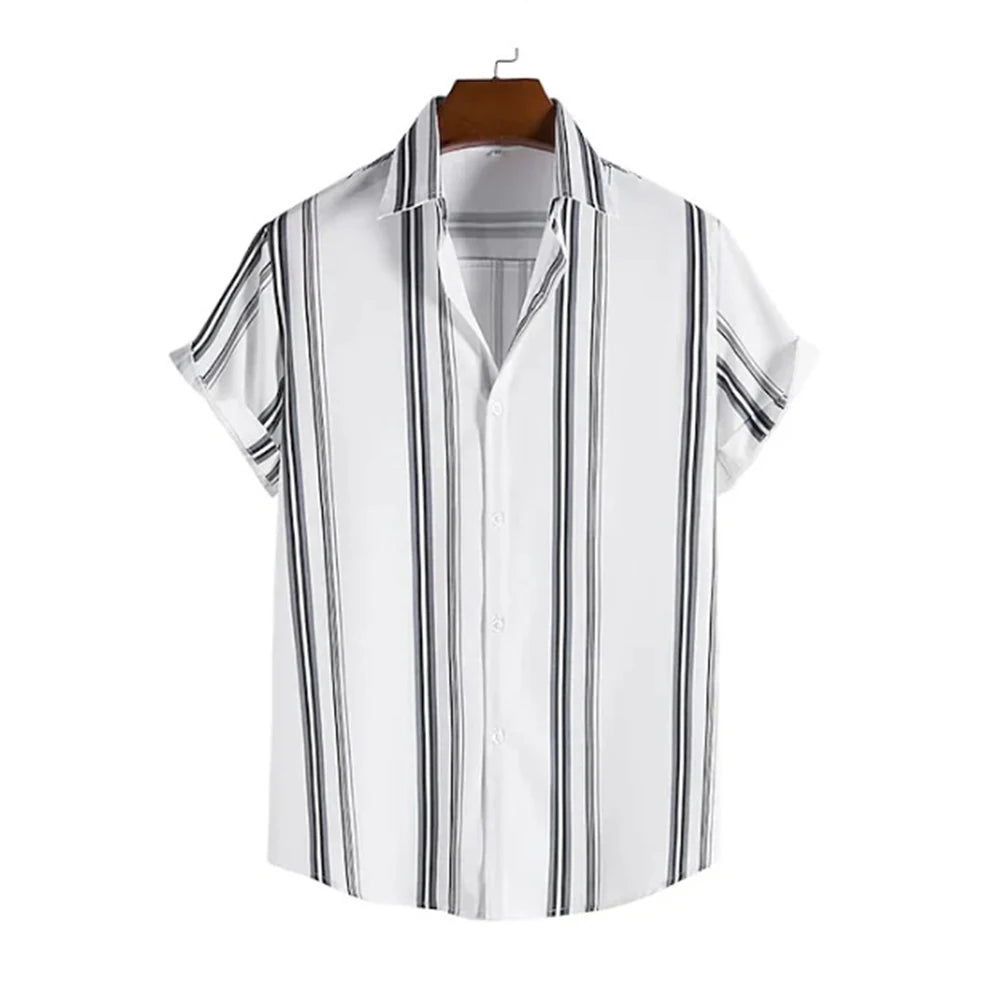 Men’s Summer Striped Short Sleeve Shirt – Casual Fashion