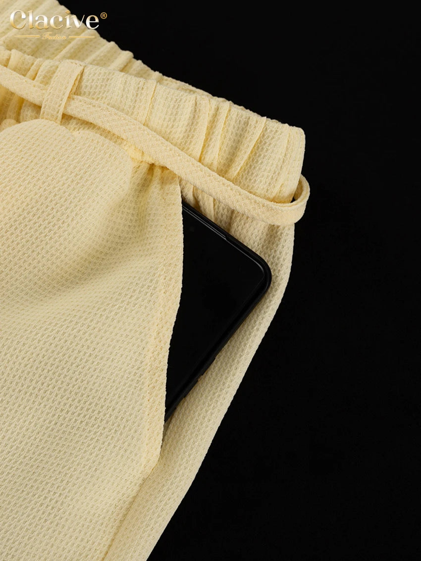 Loose Short Sleeve Shirt & High Waist Wide Leg Pants
