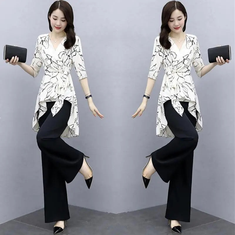 Women’s Wide Leg Pants & Half Sleeve Top Set