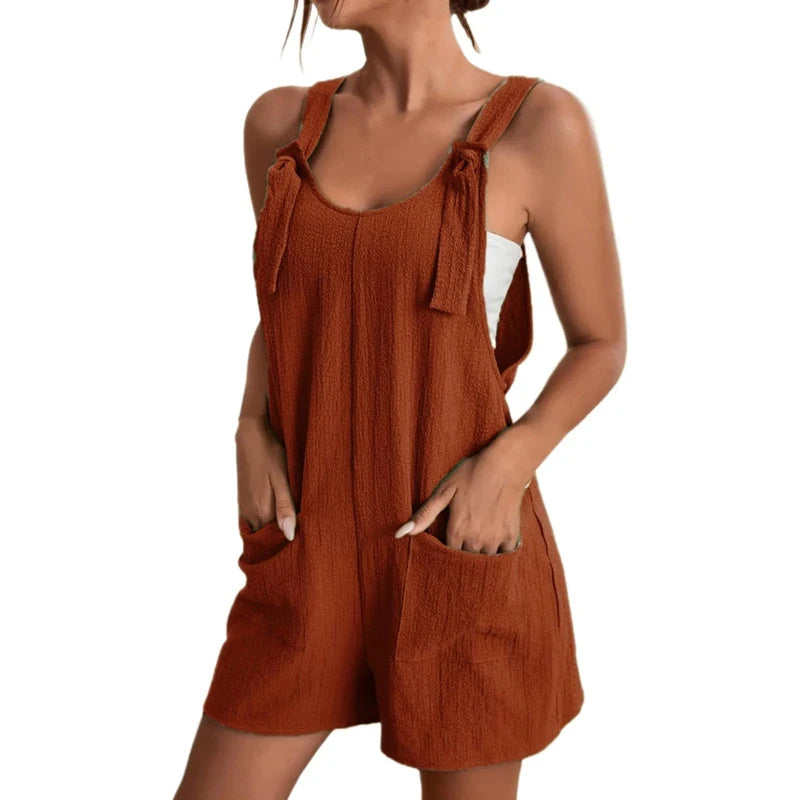 Women’s Summer Jumpsuit – Casual Sleeveless Loose Overalls
