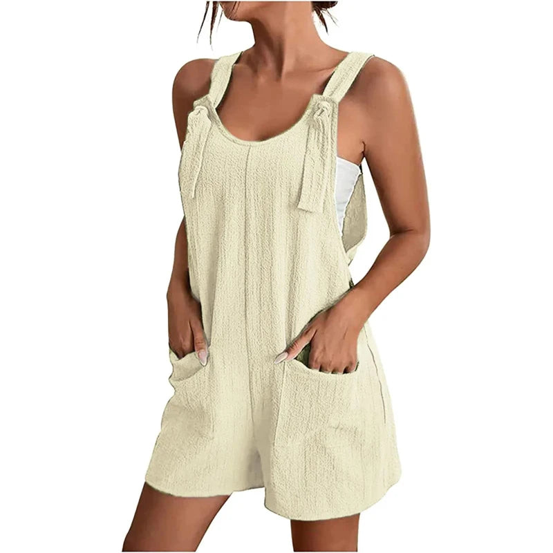 Women’s Summer Jumpsuit – Casual Sleeveless Loose Overalls