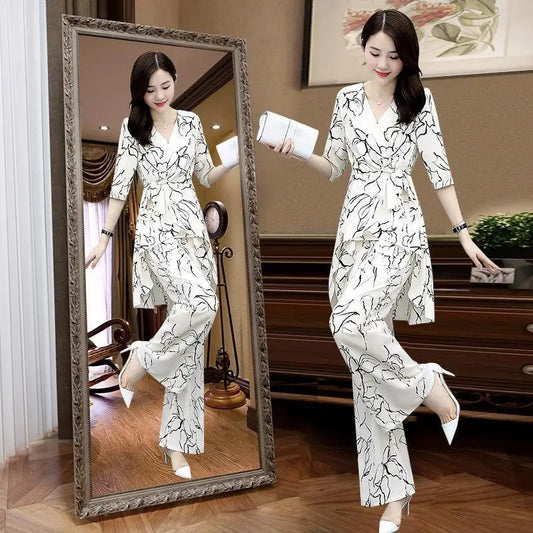 Women’s Wide Leg Pants & Half Sleeve Top Set