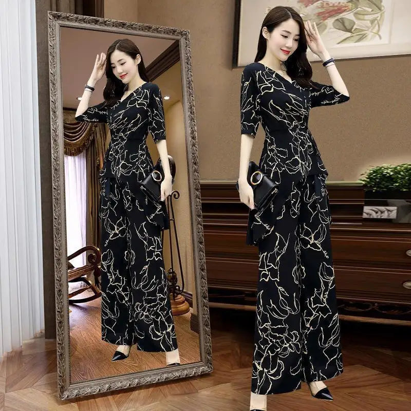 Women’s Wide Leg Pants & Half Sleeve Top Set