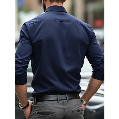 Long Sleeve Smart Casual Four Season Elastic Male Business Shirts