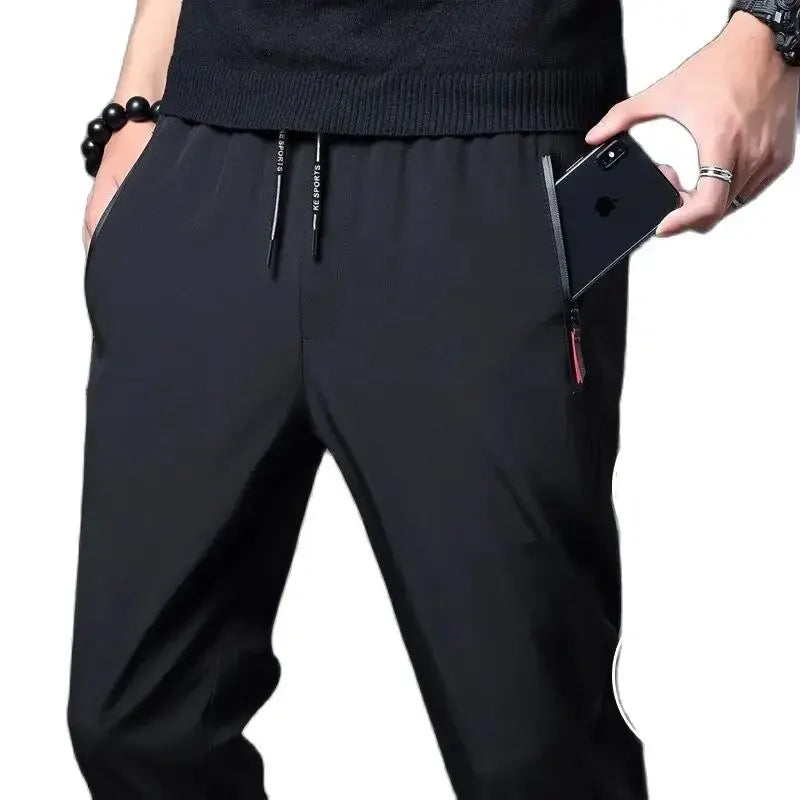 Men's Casual Pants Straight Slim Fit Elastic Waist Jogger