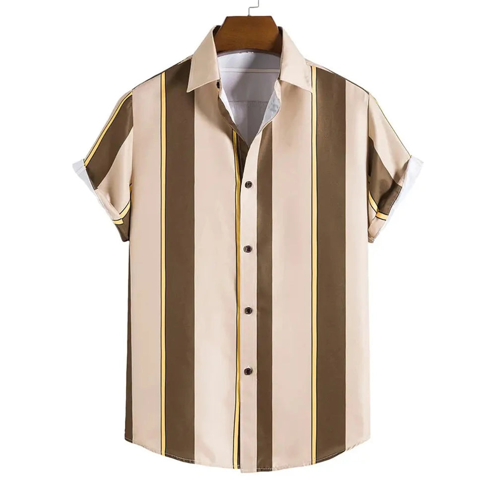 Men’s Summer Striped Short Sleeve Shirt – Casual Fashion