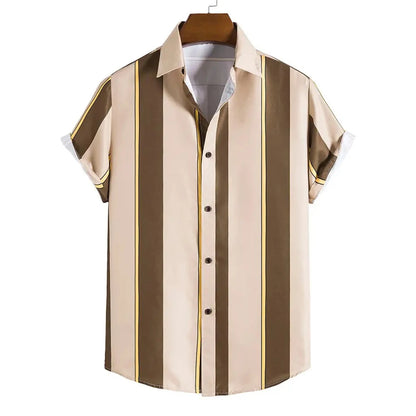 Men’s Summer Striped Short Sleeve Shirt – Casual Fashion