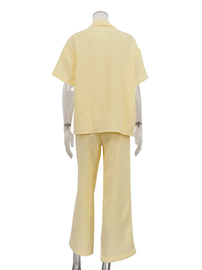 Loose Short Sleeve Shirt & High Waist Wide Leg Pants