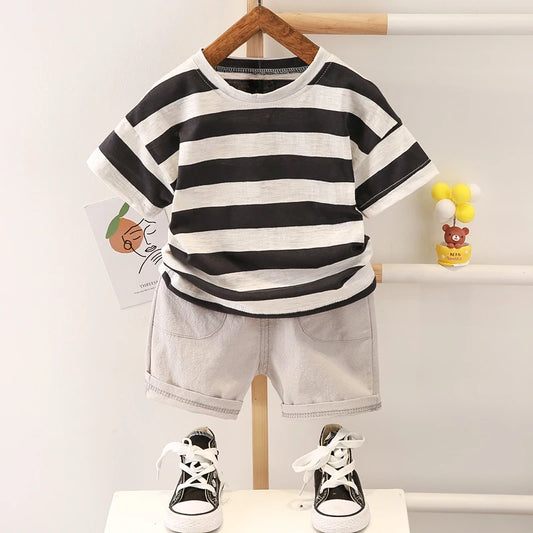 Baby Boys Summer Cotton Set – Stylish T-Shirt & Shorts Outfit