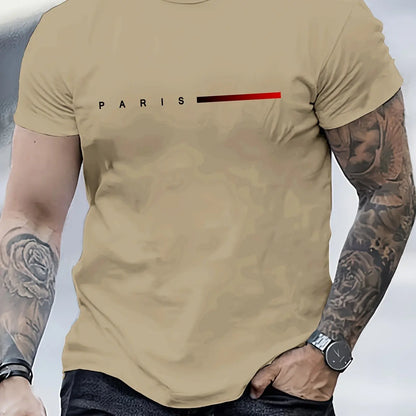 Men’s Cotton Summer T-Shirt – Slim Fit PARIS Print