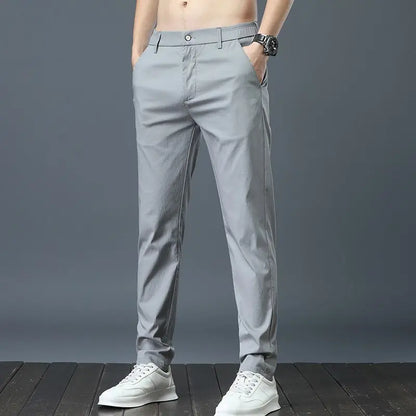 Men’s Ice Silk Golf Pants – Slim Straight Stretch Trousers