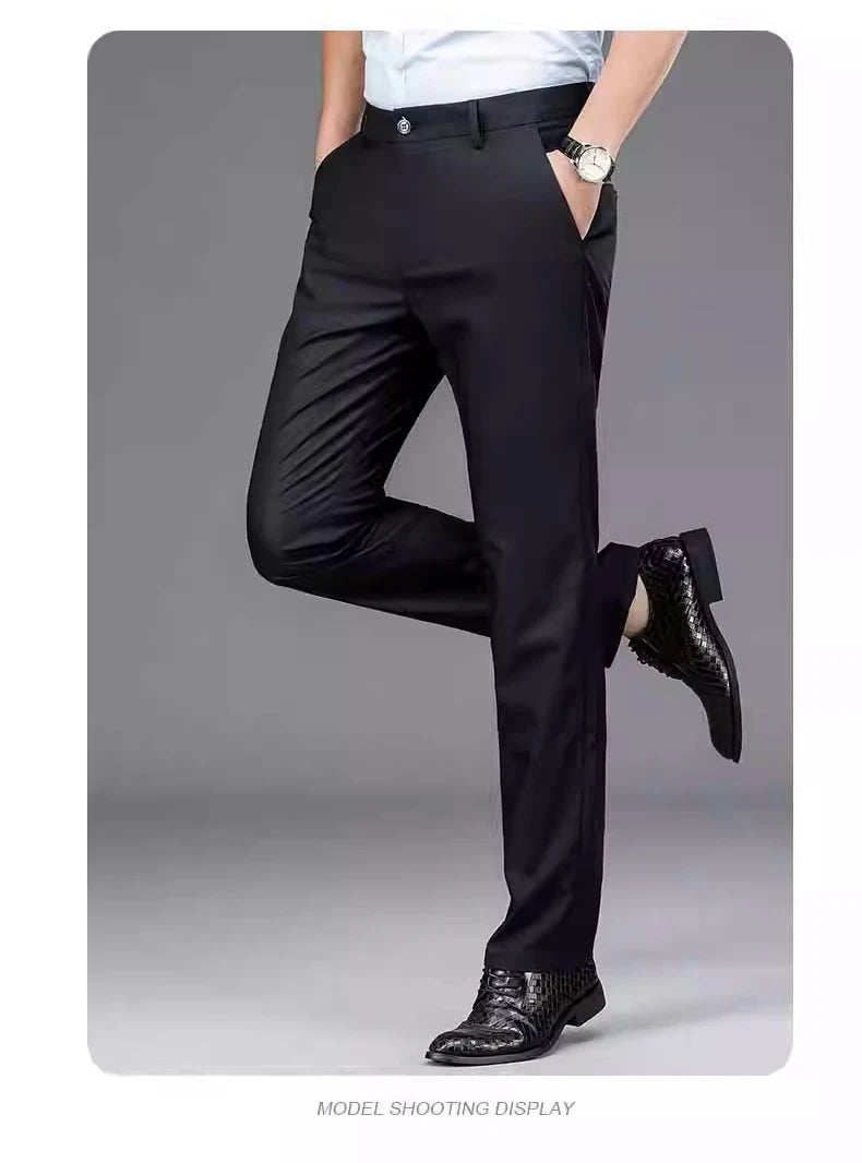 Men’s Smart Casual Black Trousers – Stretch Straight Fit