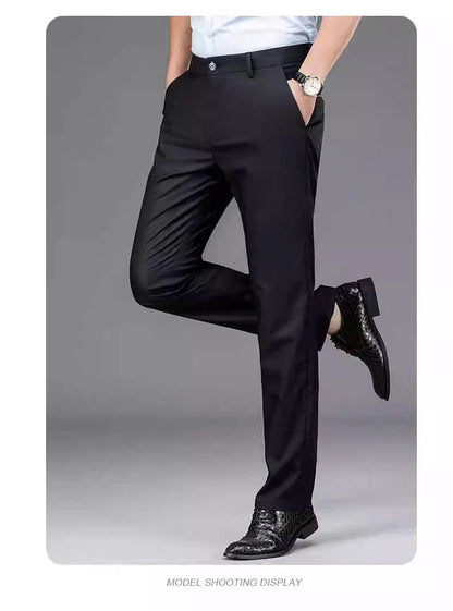 Men’s Smart Casual Black Trousers – Stretch Straight Fit