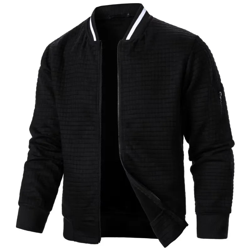 Men’s Zipper Baseball Jacket – Long Sleeve Streetwear Coat