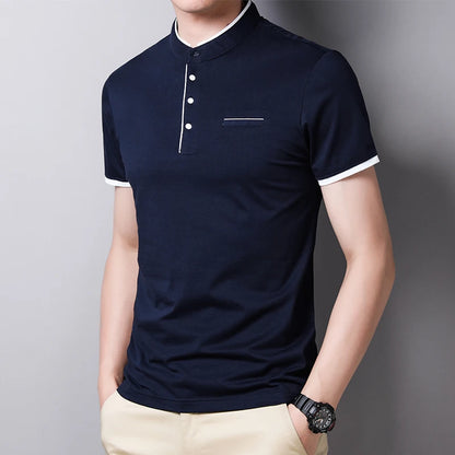 Fashionable Stand Up Collar Short Sleeved T-shirt