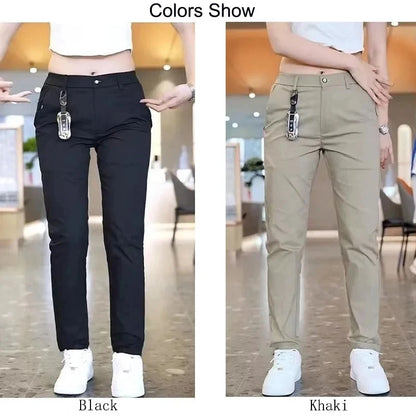 Men’s Ice Silk Golf Pants – Slim Straight Stretch Trousers