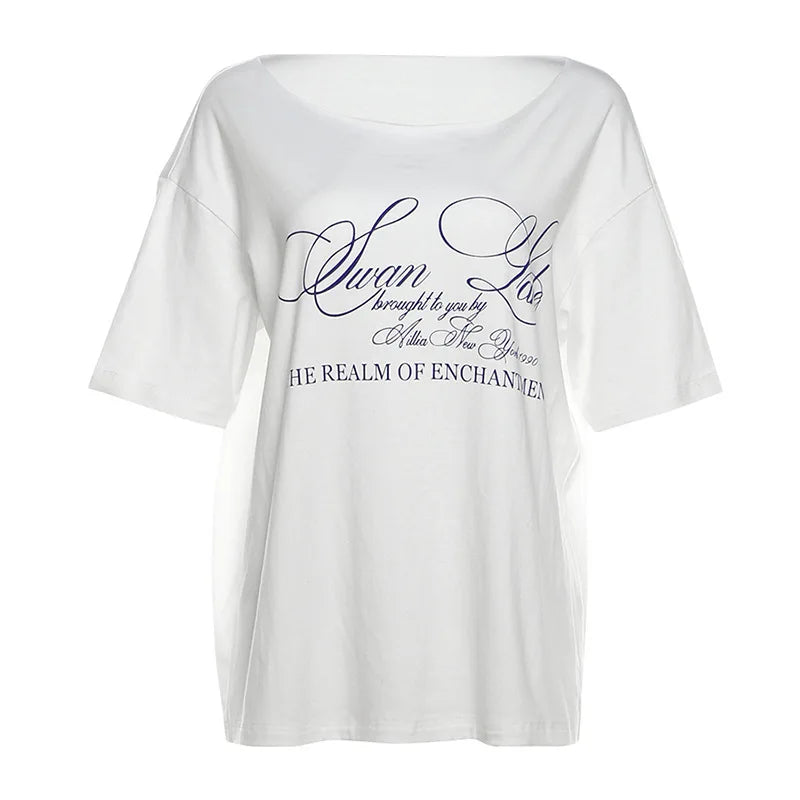 Women’s Summer Loose T-Shirt – Letter Print Streetwear Top