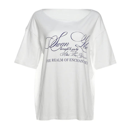 Women’s Summer Loose T-Shirt – Letter Print Streetwear Top