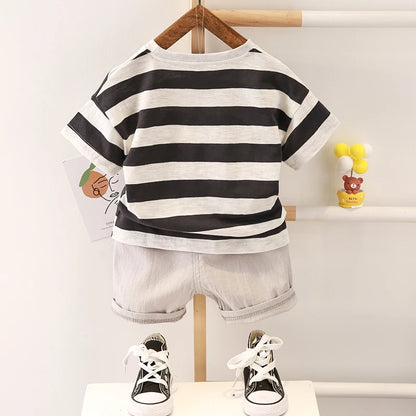 Baby Boys Summer Cotton Set – Stylish T-Shirt & Shorts Outfit