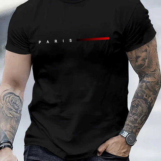 Men’s Cotton Summer T-Shirt – Slim Fit PARIS Print