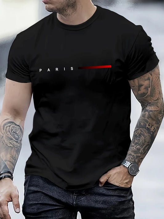 Men’s Cotton Summer T-Shirt – Slim Fit PARIS Print