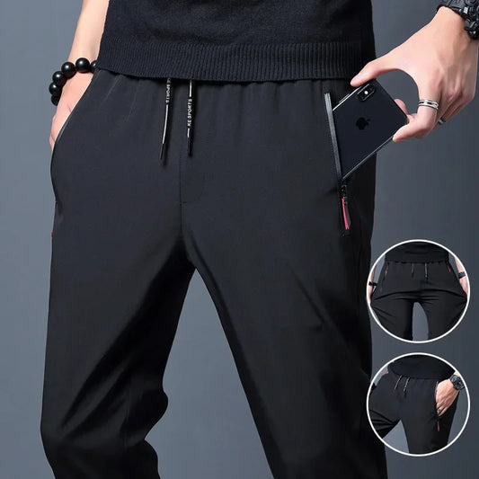 Men's Casual Pants Straight Slim Fit Elastic Waist Jogger