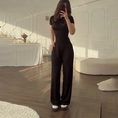 Short Sleeve O-Neck T-Shirt & Elastic Waist Trousers