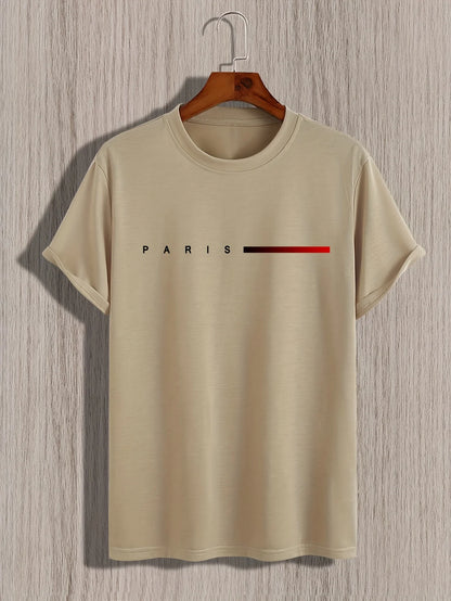 Men’s Cotton Summer T-Shirt – Slim Fit PARIS Print
