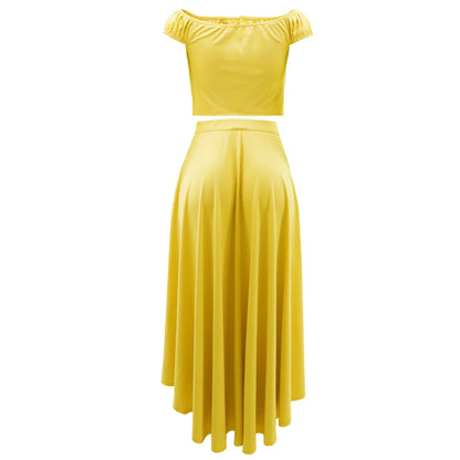 Off Shoulder Crop Top & Long Skirt Set